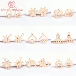 (7328)20PCS 24K Champagne Gold Color Brass with Zircon Dolphin Sun Star Multi Style Pendants Jewelry Making Findings Accessories