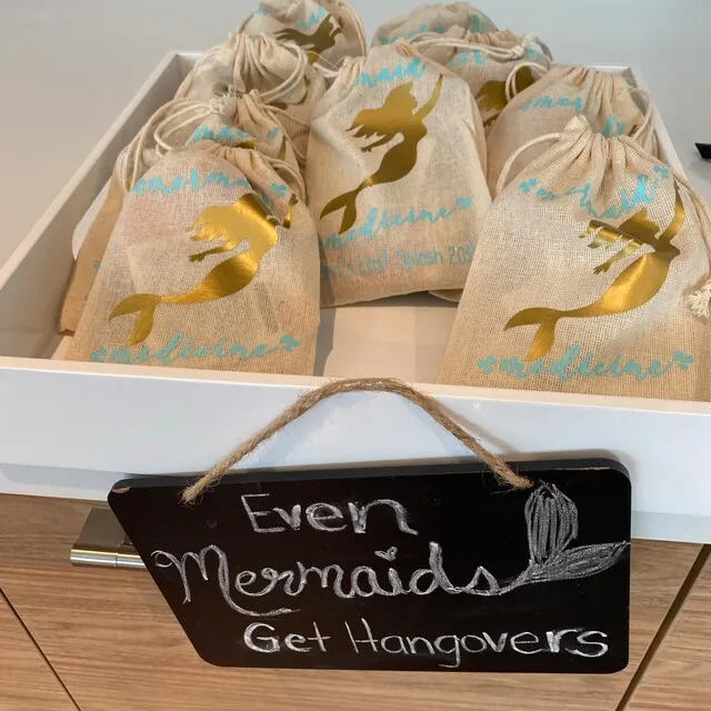 20 Pcs Mermaid Medicine Hangover Bag | Mermaid Bachelorette Oh Shit Kit | Bachelorette Party Hangover Kit | Wedding Party Hangov