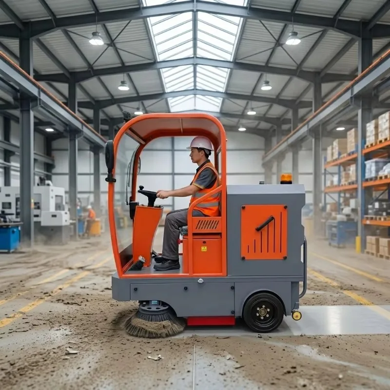 Double Brush Battery Industrial Factory Price Road Cleaning Machine Street Cleaning Equipment Ride on Floor Sweeper