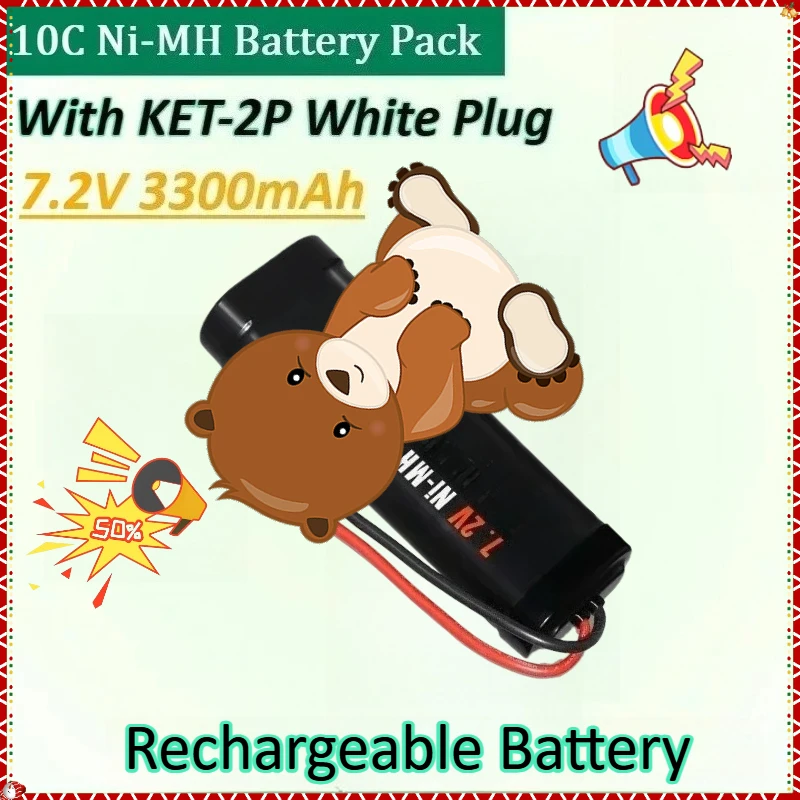 

New 7.2V 3300mAh 10C High-Capacity Ni-MH Battery Pack SC with KET-2P White Plug High Capacity SC for RC Car Toys Battery