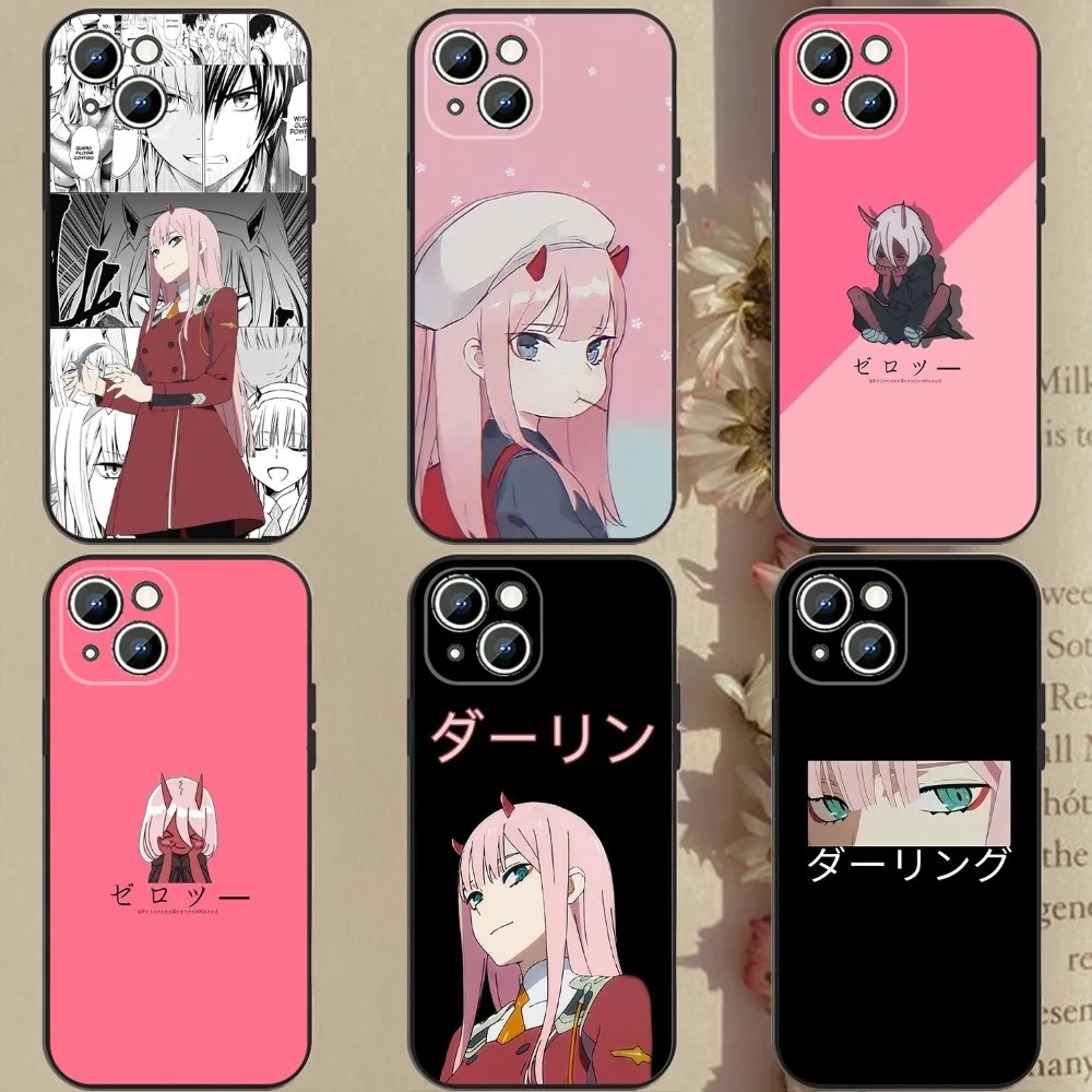 Zero Two Darling Phone Case Phone Case For Apple iPhone 15,14,13,12,11,XS,XR,X,8,7,Pro,Max,Plus,mini Silicone Black Cover