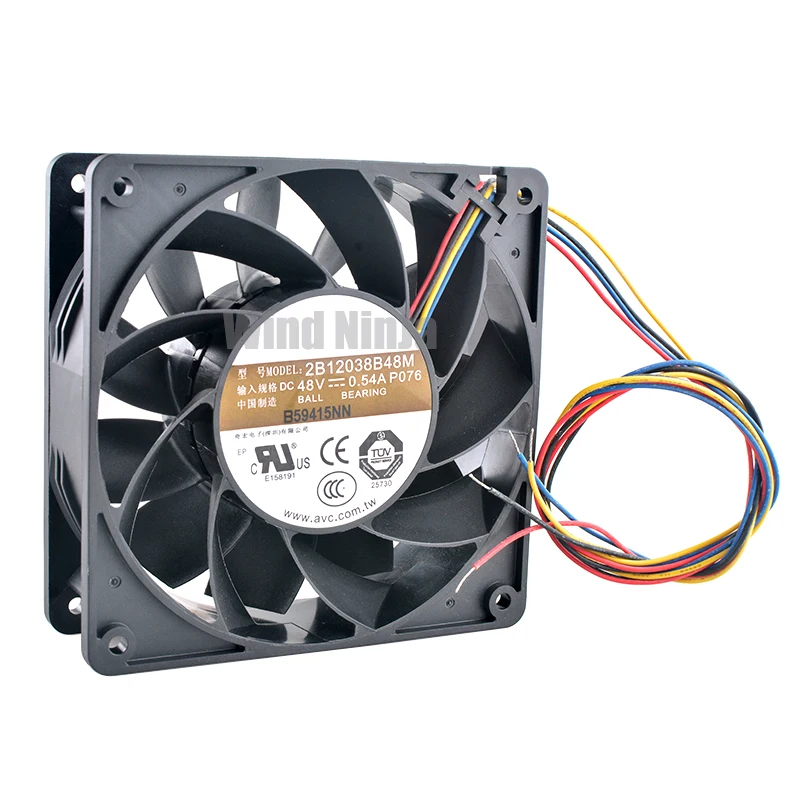 2B12038B48M 12cm 120mm fan 120x120x38mm DC48V 0.54A 4pin High speed axial fan cooling fan for server power supply