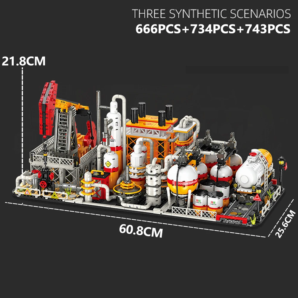 

Oil Industry Building Block Toys - DIY Refinery Plant & Storage Tank 3D Model, Detailed Industrial Building Set for Hobbyists