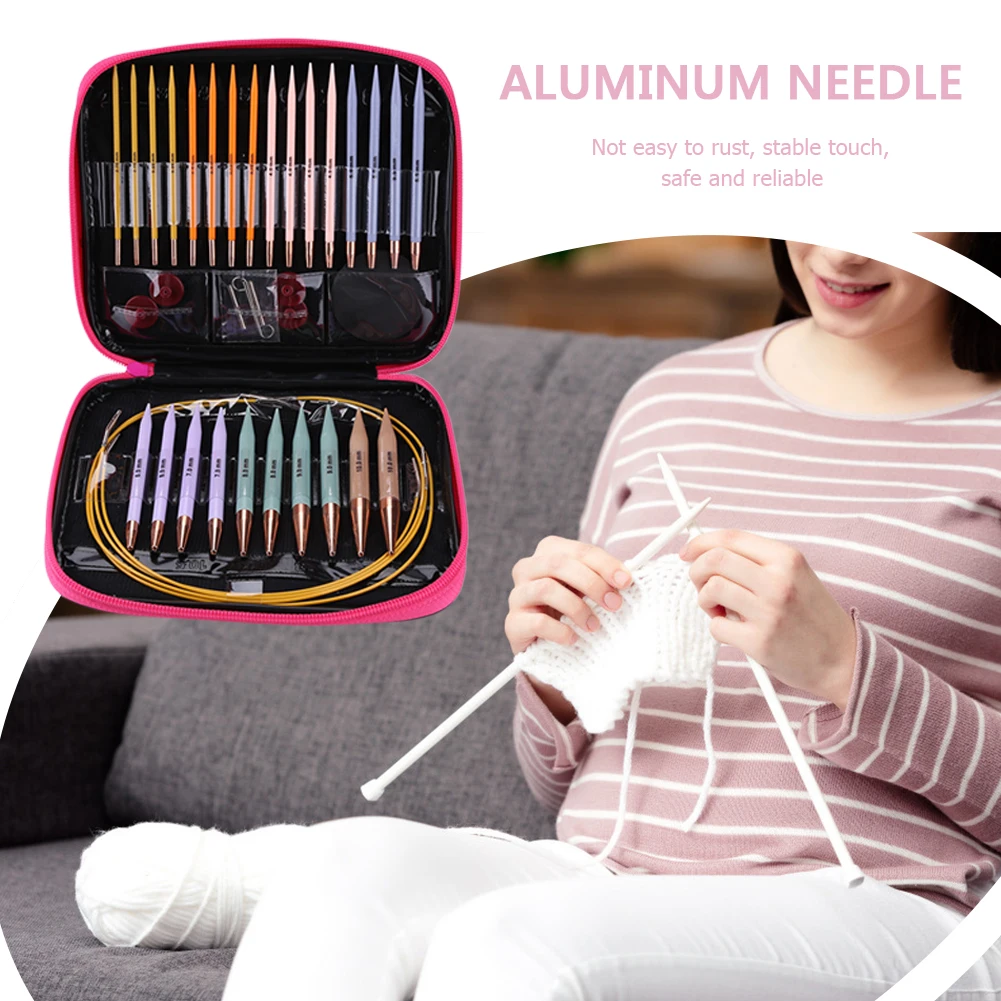 Circular Knitting Needles Set 13 Pcs Interchangeable Crochet Needles For Crochet Yarn Knitting Accessories Kit For Beginner Gift