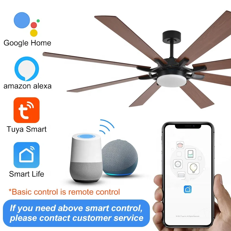 Wholesalers 60/72 INCH High air Volume Ceiling Fan With Light Fan Lamp With APP CONTROL LED Ceiling Fan Light and Remote Control