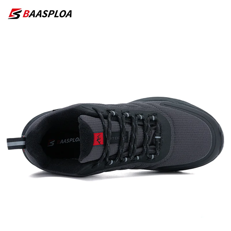 Baasploa New Hiking Shoes Men Outdoor Climbing Waterproof Lace-Up Sneakers Male Casual Wear-Resistant Non-slip Walking Shoes