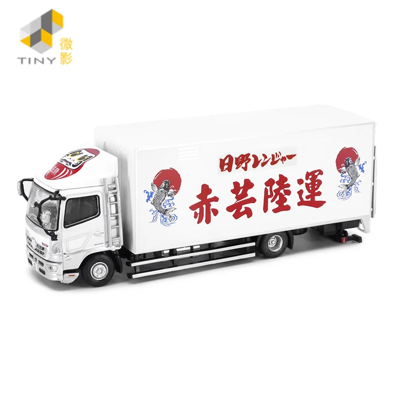 Tiny 1:76 Hi-no 500 Box Lorry Red Yun Land Transport NO.156 Alloy Simulation Model Car