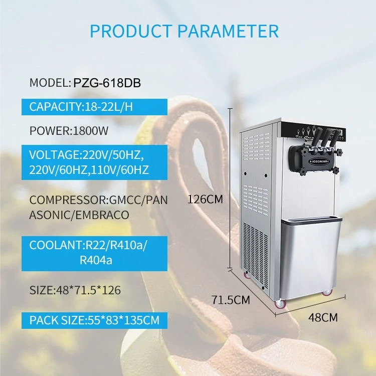 Commercial 18~22 L/H Chinese Softserve Softice Softy Icecream Ice-cream Making 3 Flavor Soft Serve Ice Cream Maker Machine Price