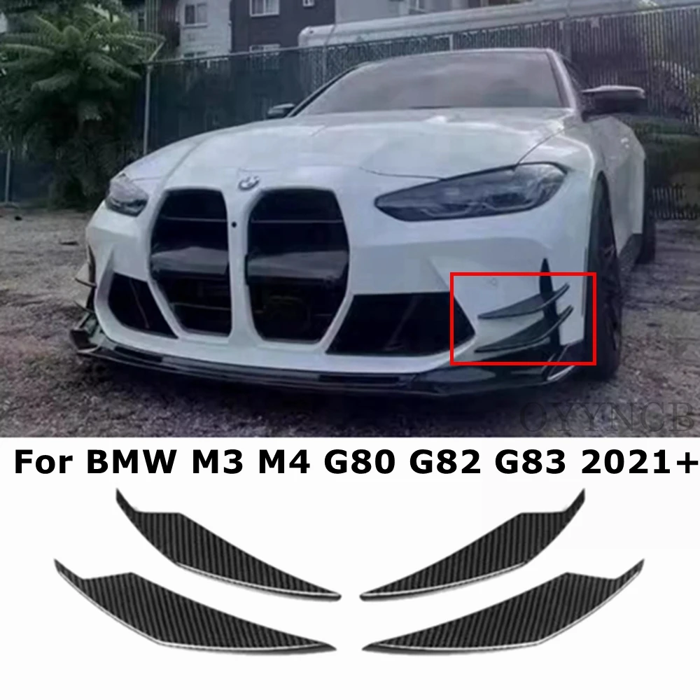 

For BMW M3 G80 M4 G82 G83 Carbon Fiber Wind knife Car Front Bumper Splitter Spoiler Canard Air Knife Surround Trim AC Style