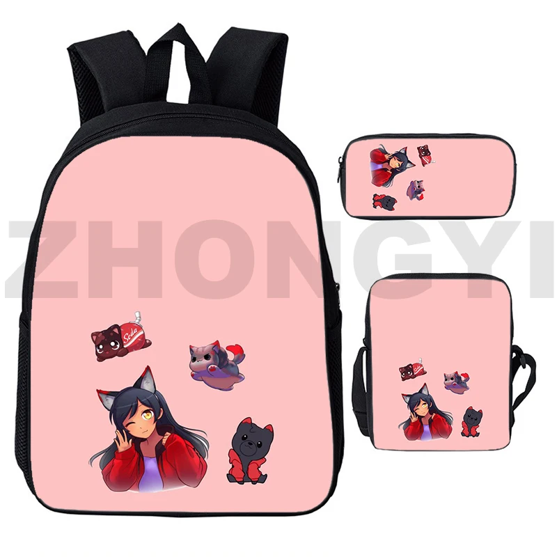 Mochila 12/16 Inch As A Cat Aphmau Backpacks 3D Anime Cute School Bags for Teenage Girls Back Pack 3 Pcs/set Cartoon Bags Travel