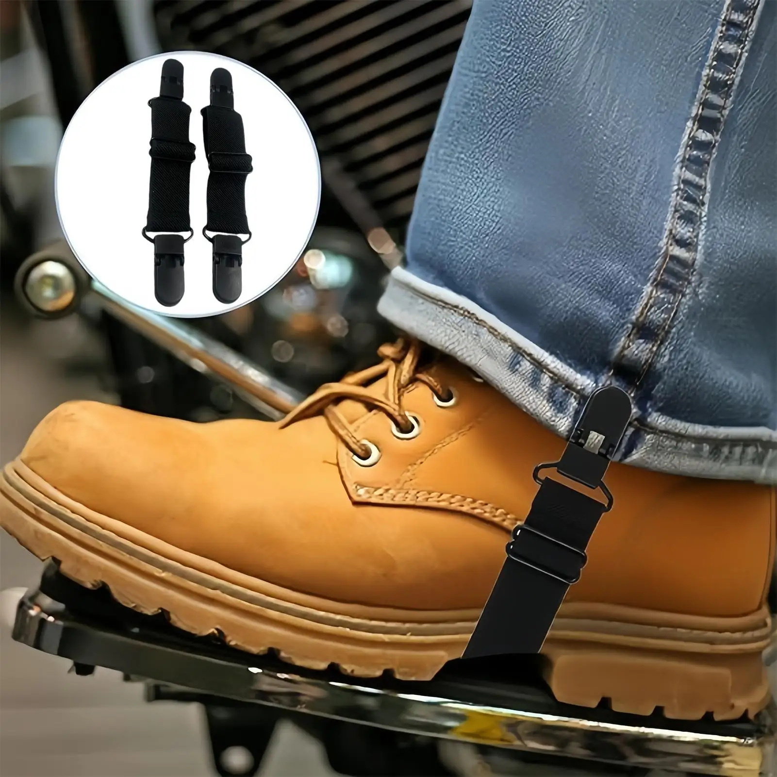 Kép 3: Bakancs straps 2 Akta Alkalmazkodó m Alkalmazkodó m Liheg klipek Bakancs straps Ácskapocs számára nadrágot számára Nők férfiak lovaglás Kerékpáros Farmernadrág Kesztyű lova longue