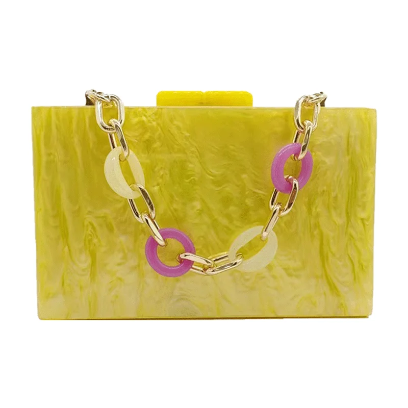 Yellow Pearl Acrylic Ladies Hand Bags For Women 2023 New Casual Crossbody Shoulder Bag Wallets For Women On Offer Luxury Bag Vip