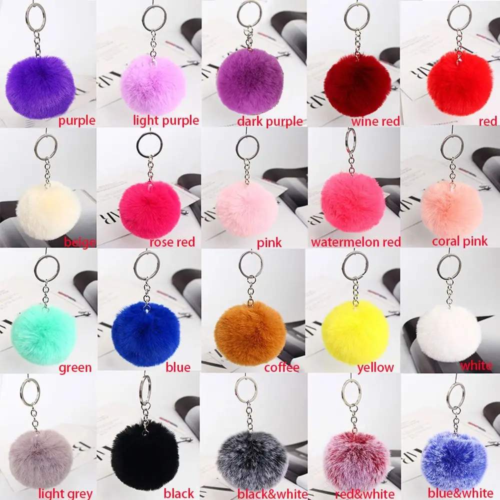 20 Colors Soft Pompom Bag Pendant Fur  Ball Jewelry Key Chain Fashion Accessories Key Ring Keychains