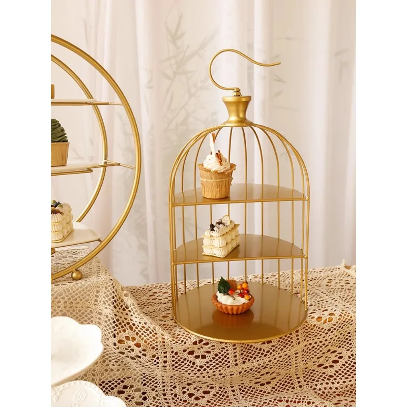 European dessert table display rack cake dessert rack afternoon tea set metal high-legged tray cold meal tea break.