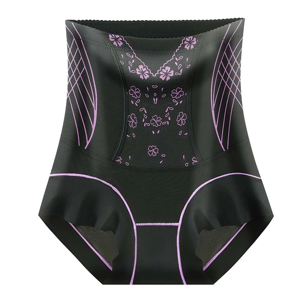 

High Waist Postpartum Body Shaper Floral Leaf Shapewear Large Size Floral Briefs Belly Contracting Seamless