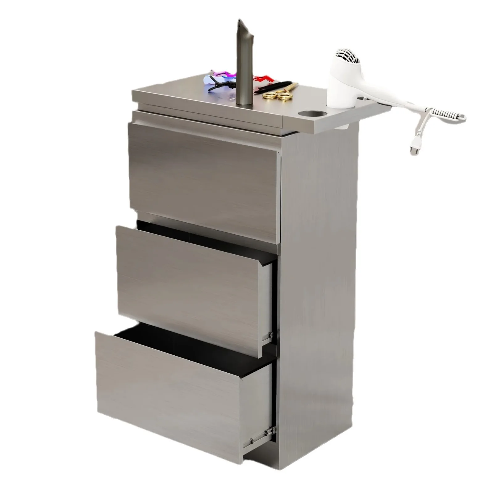 Carro de herramientas de salón de belleza de lujo, carro de salón de acero inoxidable dorado con cajones