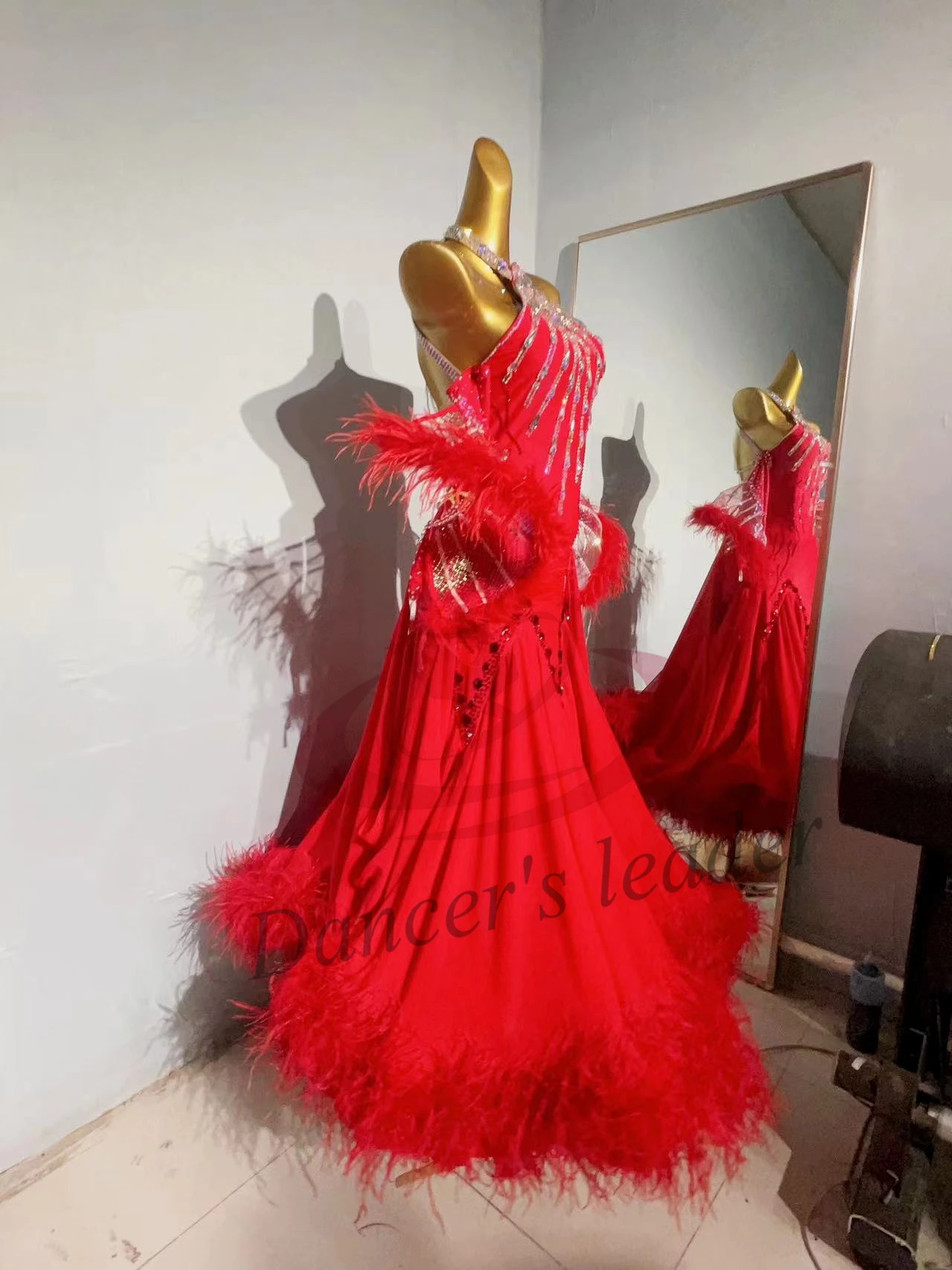 Ballroom Modern Dance Stage Performance Special Clothing High-end Custom Samba Lumba Style Black Pool dress Large Diamond Dress