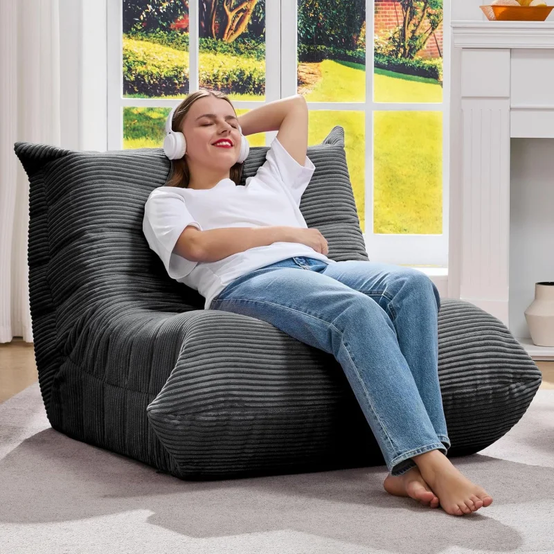 (UUX) كراسي للبالغين كرسي بين باج من إسفنج الذاكرة العملاق أريكة كيس فول كبيرة مع حشو من الفرو الصناعي Firesid UQ