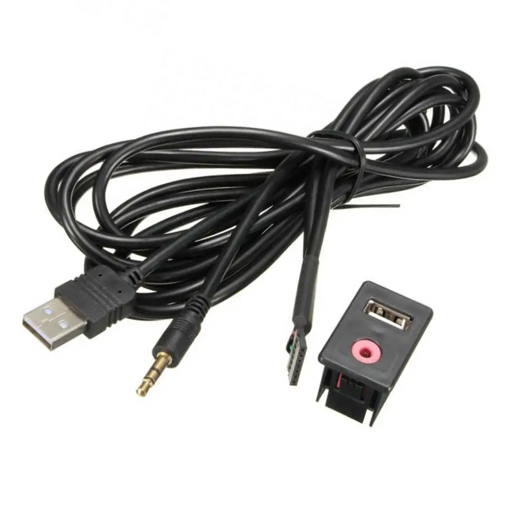USB AUX Adapter Socket 3.5mm Jack Car board Mounted Extension Cable image 4