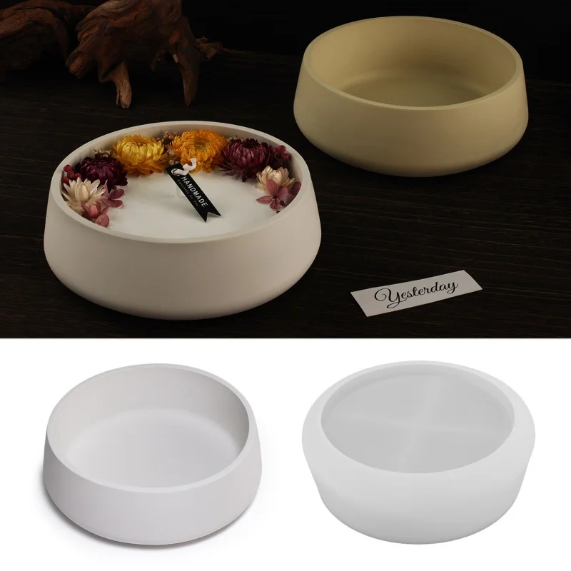 

New Concrete Candle Cup Silicone Mold DIY Drip Plaster Candle Bowl Cement Storage Tray Candle Container Silicone Mold