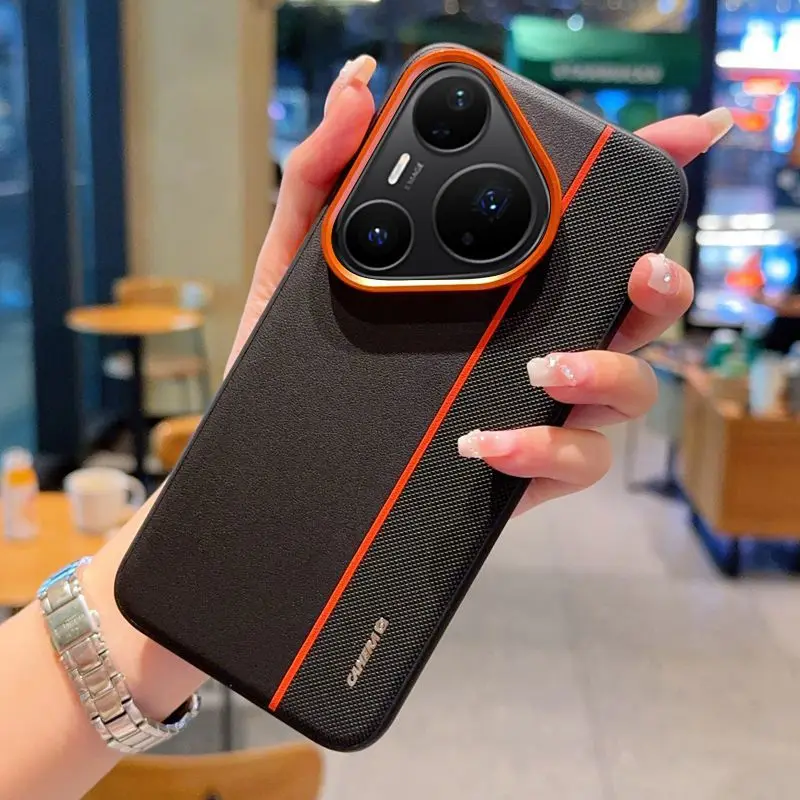 적용 가능한 화웨이 푸라 80 프로 폰 케이스 메이트70RS 골든 아머 3피스 오렌지 노바14