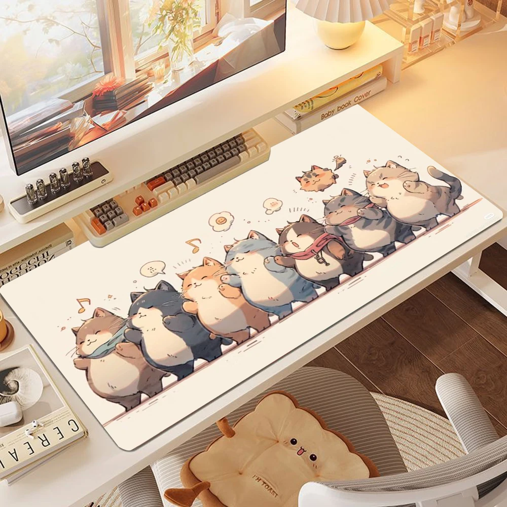 

Funny black cat Mouse Pads Cute Cat Computer XXL Mausepad Company Desk Pad 800X400 Large Kawaii Cushion Office Accessories Rug