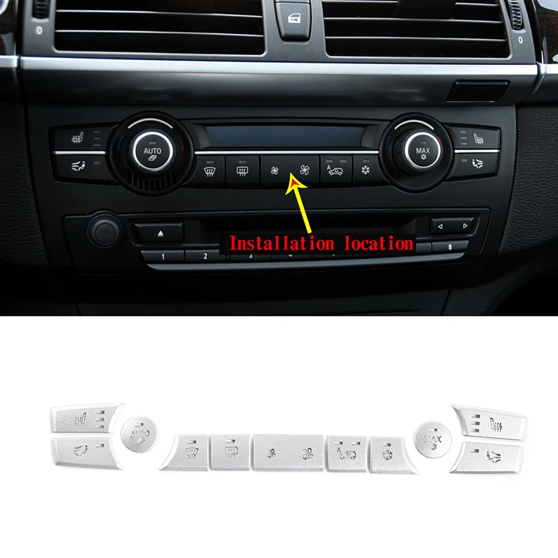 

Car Air Conditioner Button Decoration sticker，Interior Modification accessories，For BMW X5 X6 E70 E71 2008-2013