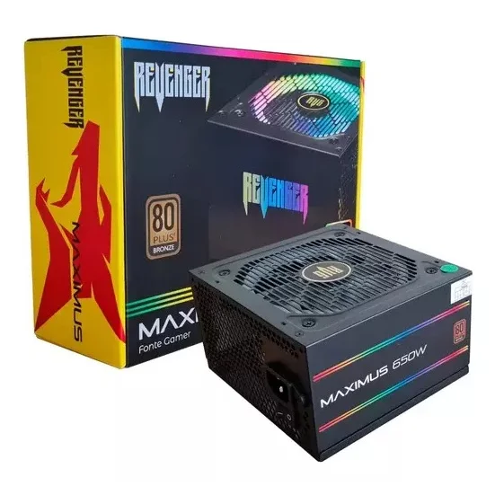 Fonte De Alimentação Pc Gamer Maximus Atx 650w Rgb 80 Plus