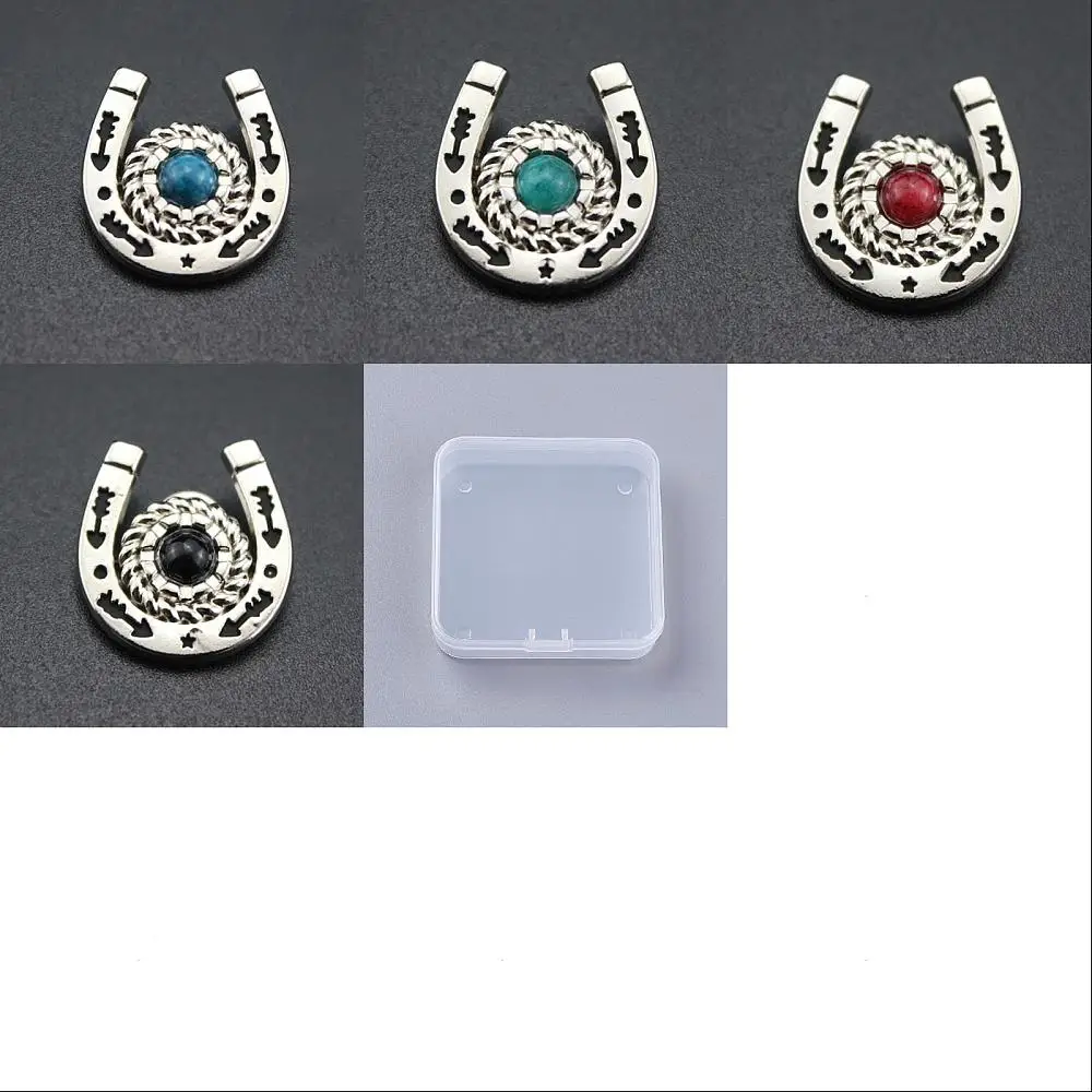12Pcs Horseshoe Screw Back Buttons Conchos Western Cowboy Style Decorative Leather Buckles 19mm Turquoise Castings Rivets Studs