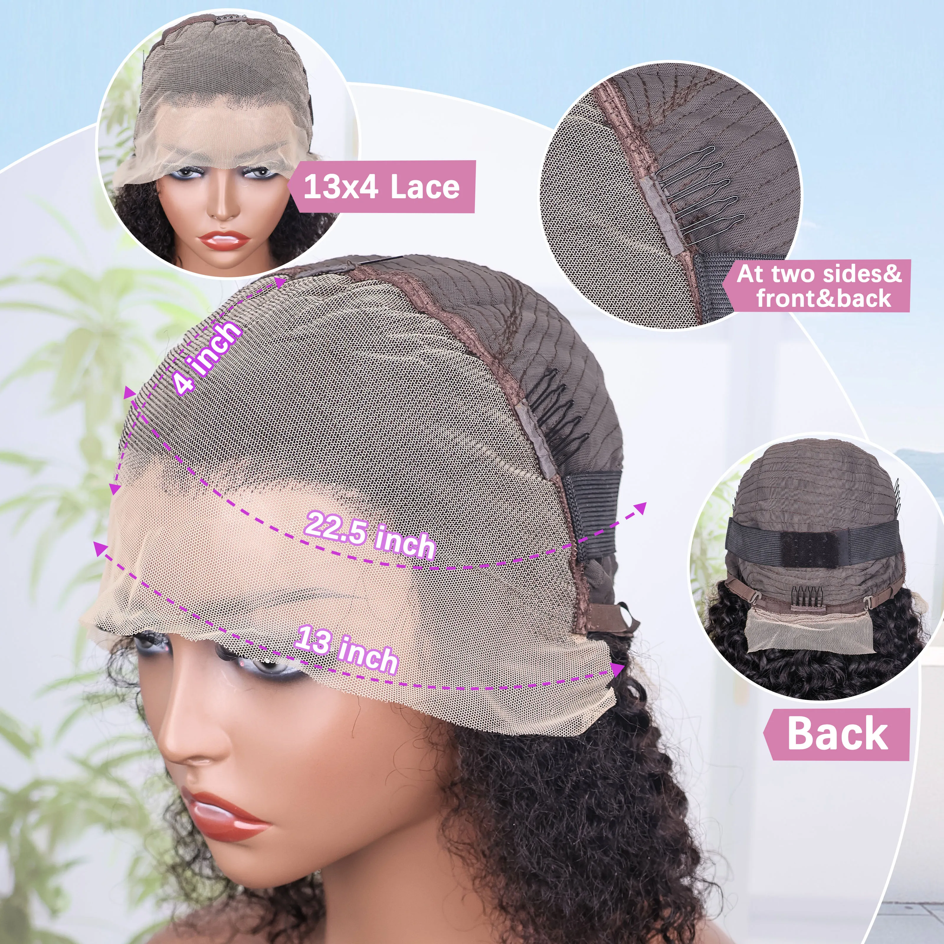 Water Wave Bob Brazilian Wig Frontal Lace Wig 180% Pre-Plucked Natural Wave Wear Curly Lace Frontal Human Hair Wigs For Women