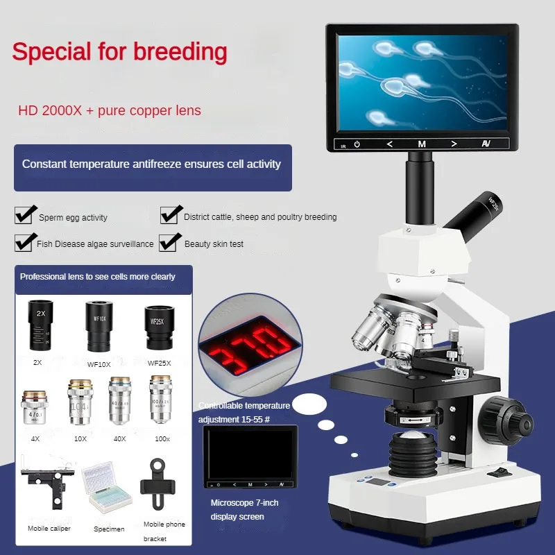 Veterinary Instrument animal examination 7 inches LCD Large Screen Thermostatic Microscope