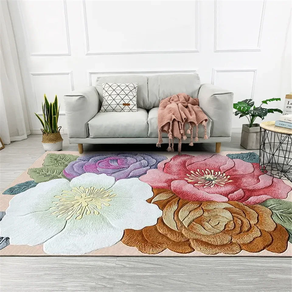 2024 American Style Rug With Flower Classical Elegant Floral Carpet For Living Room Bed Room Rug Decor Hallway Carpet