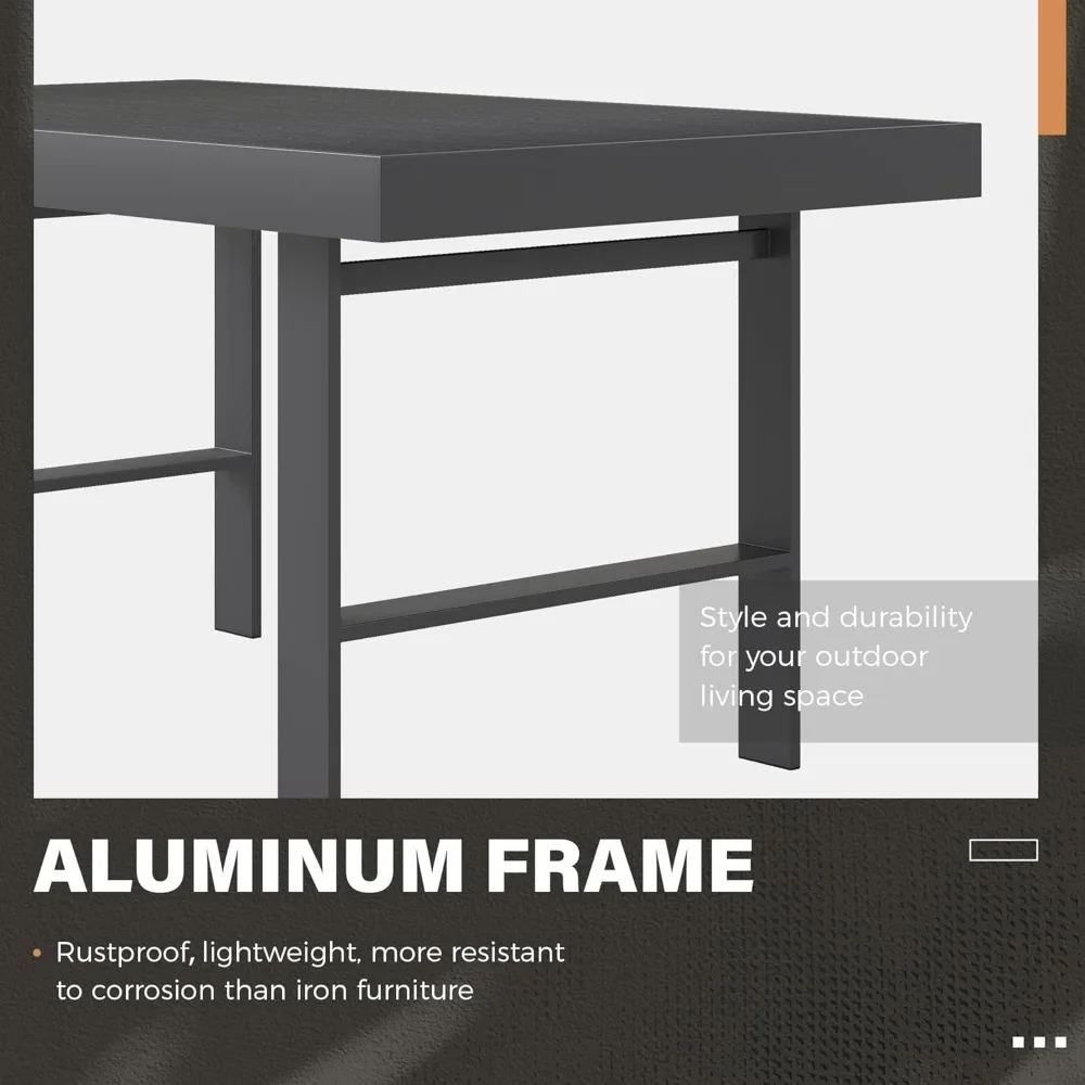 All-Weather Metal Outdoor Dining Table Rectangle Patio Coffee Table for Balcony Garden Multifunctional High-Quality