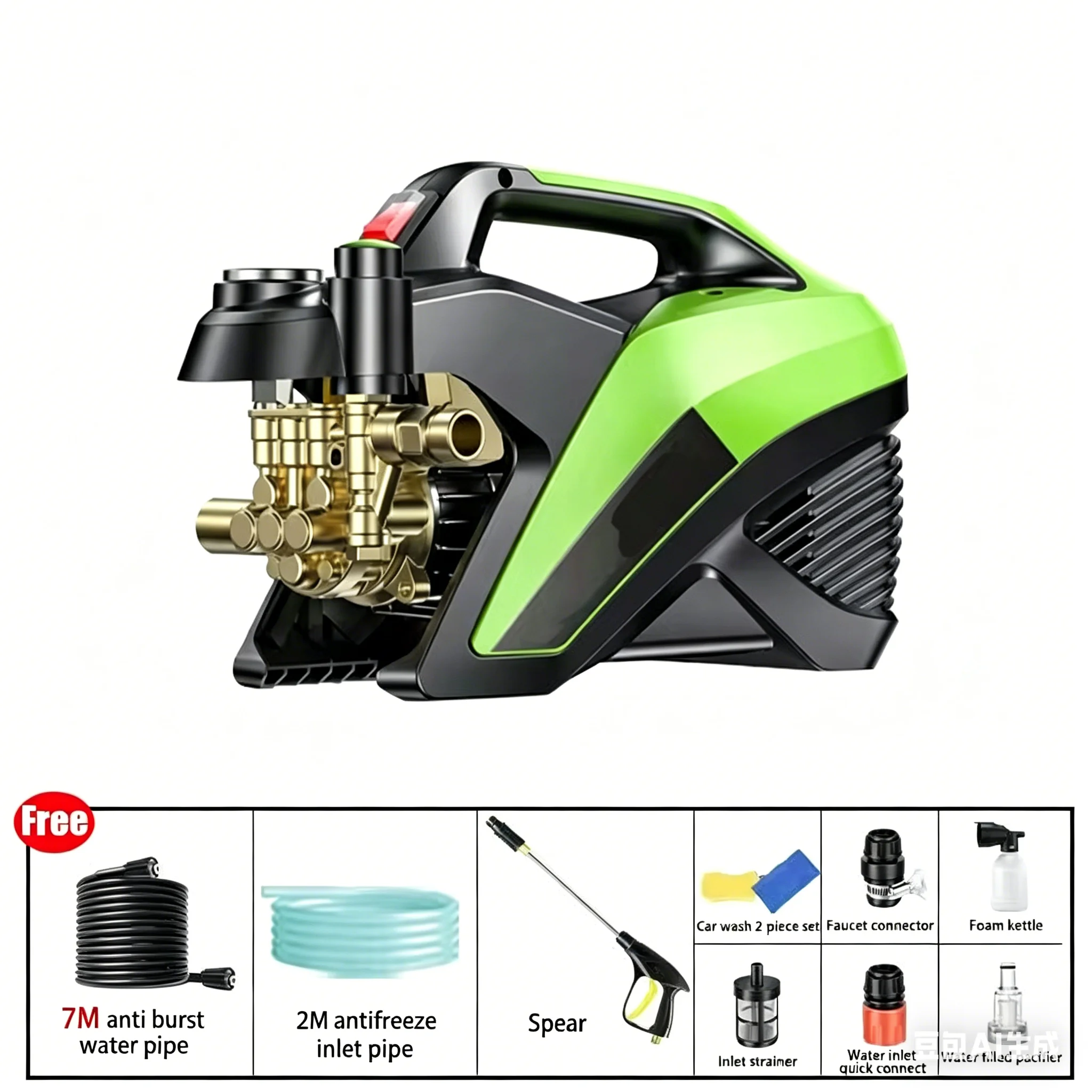 5800W Electric High Pressure Washer 220Bar Adjustable Nozzle Car Wash Machine Household Cleaning Tool Equipment