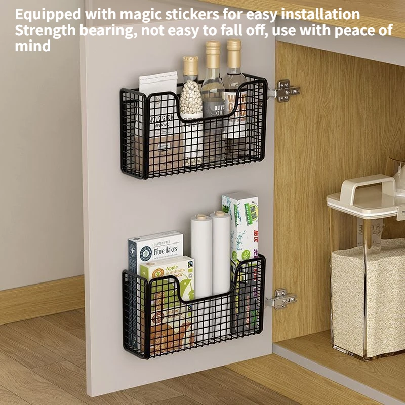 Étagère murale style crème, support de rangement sans perçage, panier suspendu intérieur pour porte d'armoire de cuisine, étagère de rangement pour salle de bain