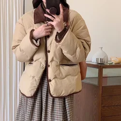 Autumn Winter Retro Wind Women's Parkas 2025 New Korean Versionfashion Long Sleeved Jacket Trend Regular Women Clothing