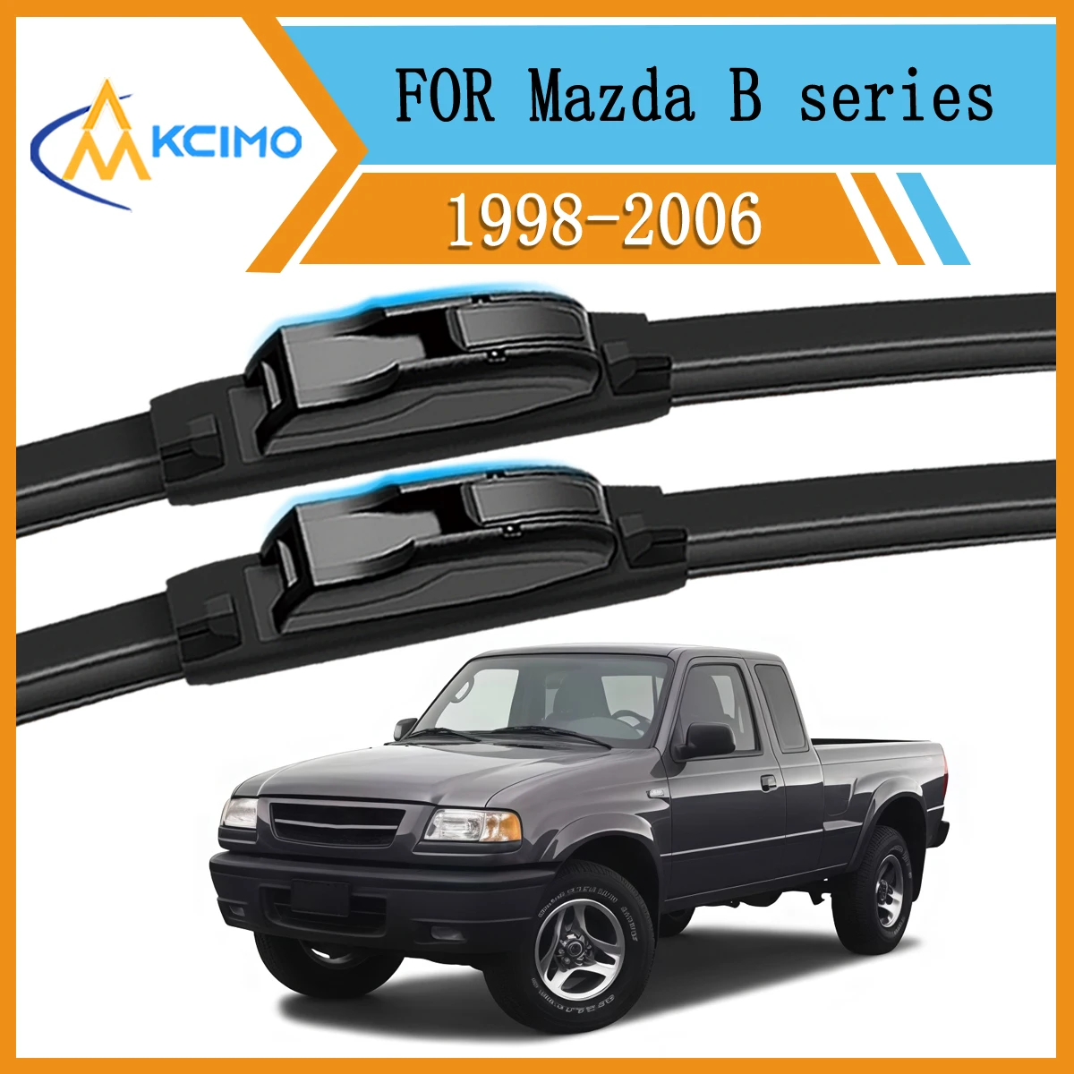 

Wiper Blade Set For Mazda B series UN 1998-2006 Direct Replacement Easy Clip-On Installation Clear in Rain/Snow Front Windshield