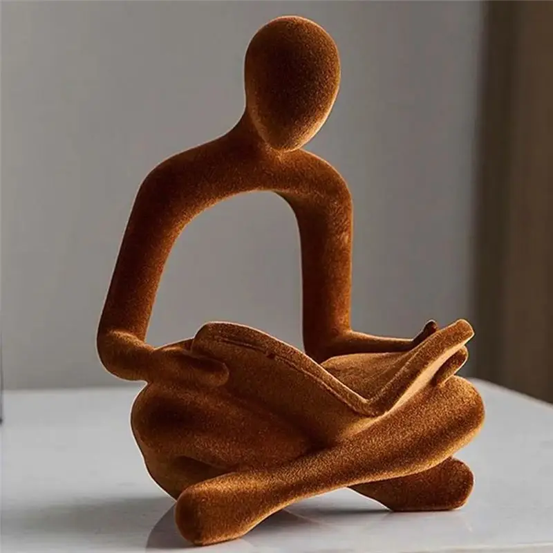 AEE6-Abstract Art Sculpture Decor Reader Flock Figurine Home Decorations Modern Sculpture Arts & Crafts Desk Accessories