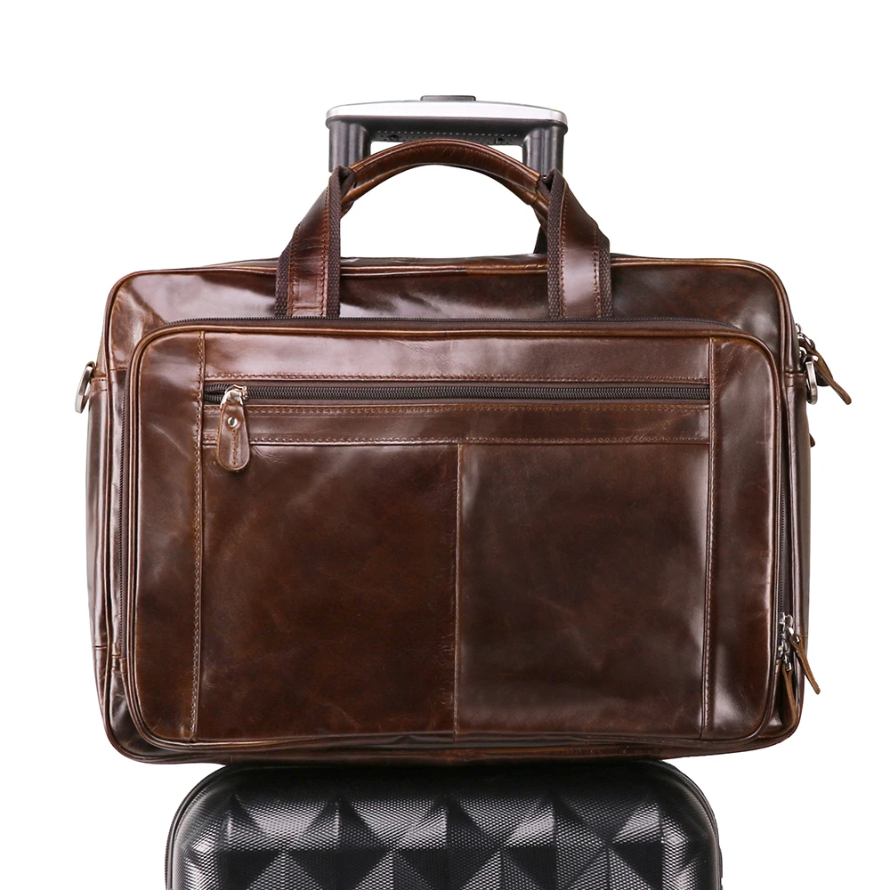 Sac à bandoulière de grande capacité pour homme sac d'affaires en cuir de cercle mallette pour homme sac d'ordinateur en cuir véritable sac à main pour iPad 17 pouces