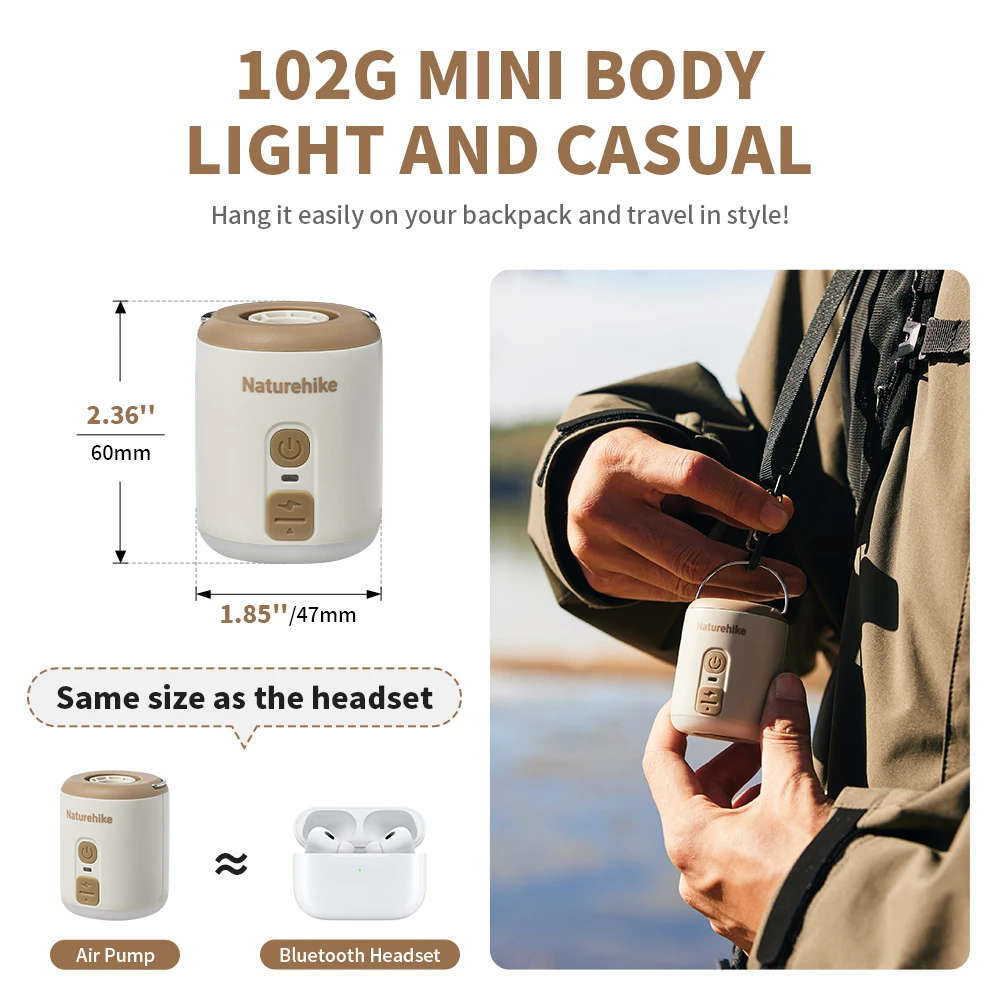 Naturehike Wind-Mini Multifunctional Inflatable Pump Outdoor Camping Hiking Portable Inflatable Ventilation Lighting 3 in 1