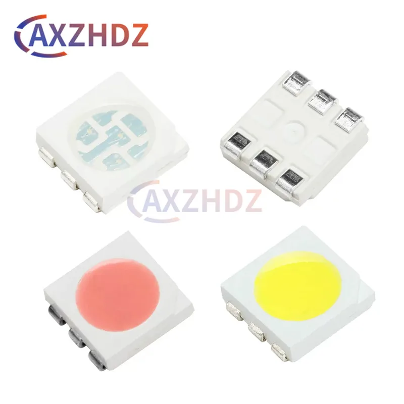 100PCS SMD LED Diode 5050 Super Bright Red Green Blue Yellow White Warm Whit RGB Full Color 6Pin SMT LED Bulbs Emitting Diode