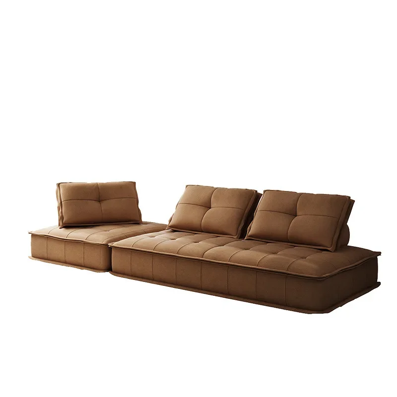 

Nordic leather sofa, single square tofu block Italian modern simple light luxury sofa