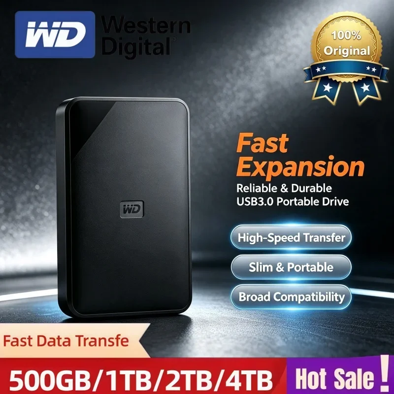 WD Elements Series Portable External Hard Disk Western Digital 2.5 Inch USB 3.0 Mobile HDD 4TB External Drive For PC Laptop