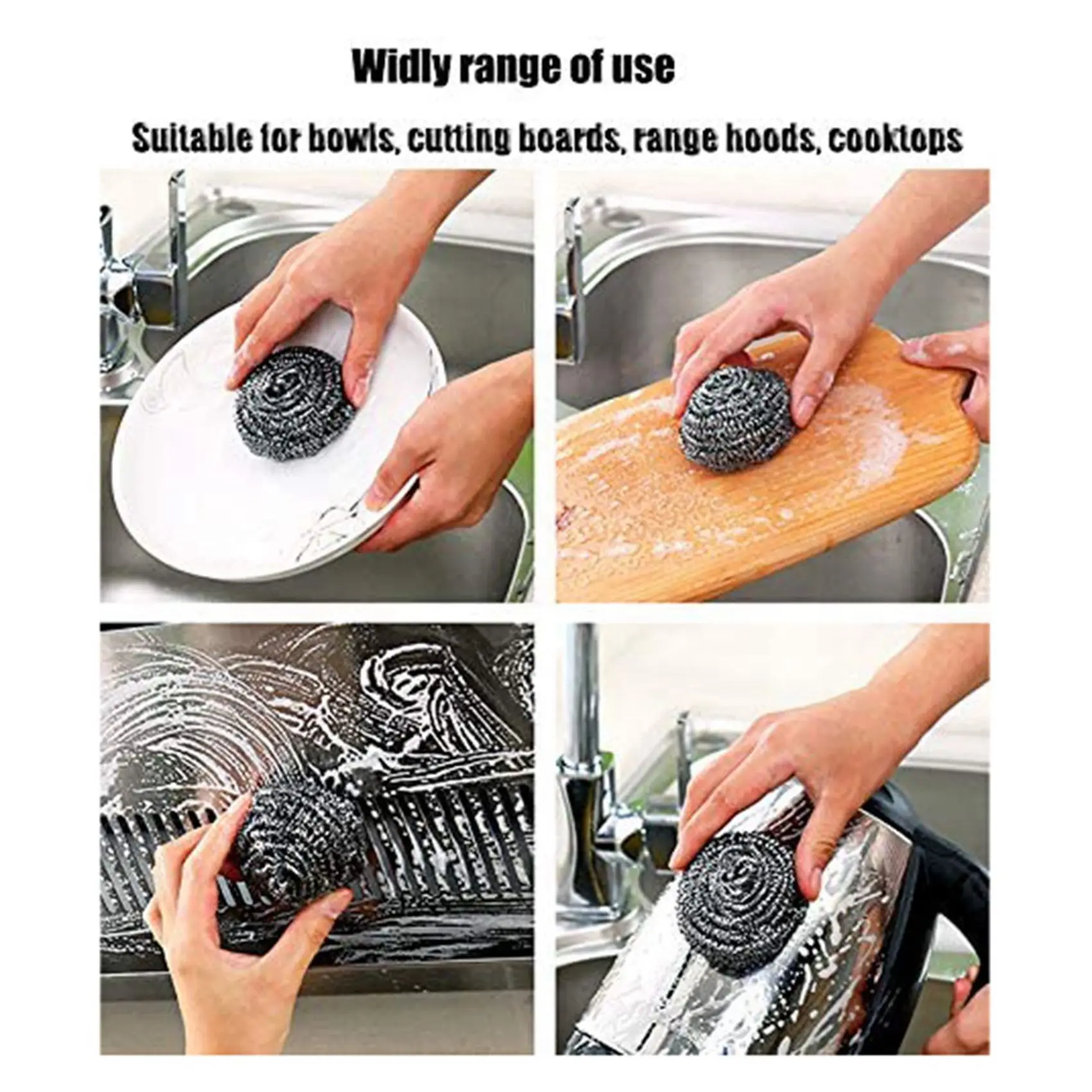 ABUH-32 PCS Stainless Steel Sponges Scrubbers, Utensil Scrubber Scouring Pads Ball For Removing Rust Dirty Cookware Cleaner