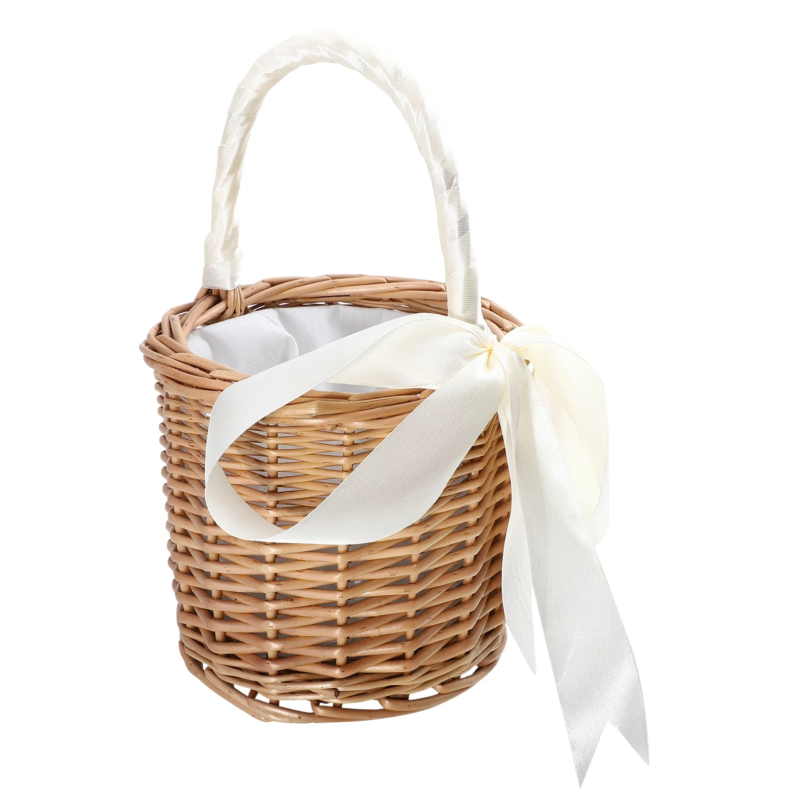 

Wicker Food Basket Work Women's Straw Purse Wedding Flower Girl Woven Handbag Textile Wooden Handmade Storage