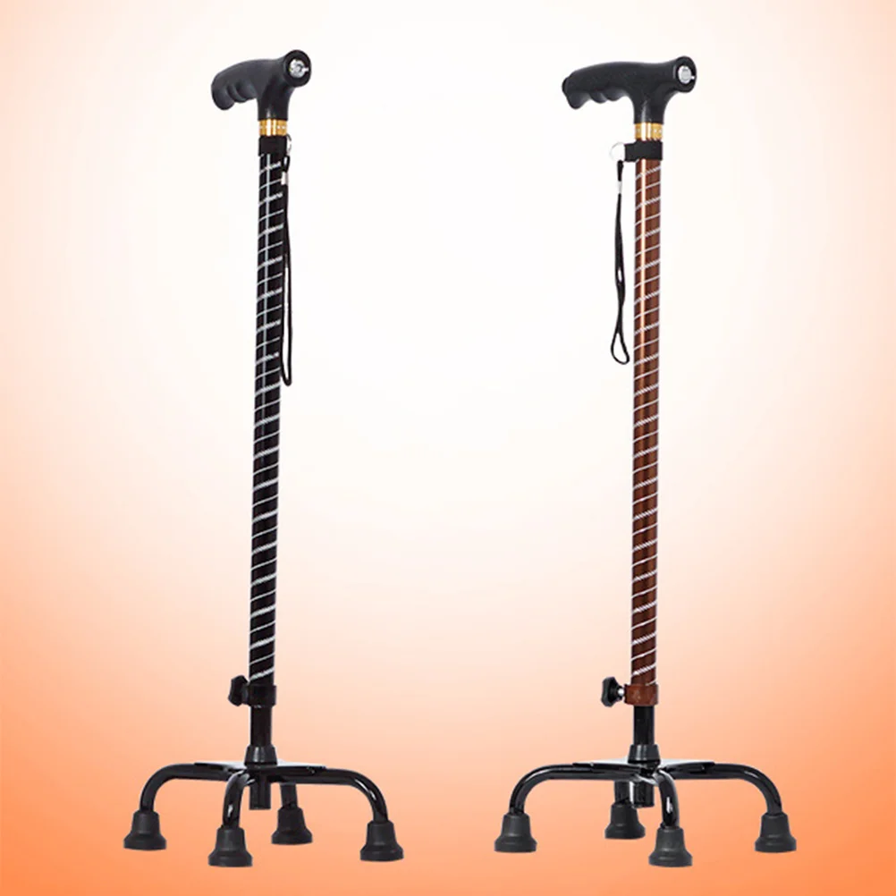 

Stretchable Cane Aluminum Alloy Four-Foot Non-Slip Walking Stick For The Elderly Telescopic Cane With Light Without Battery