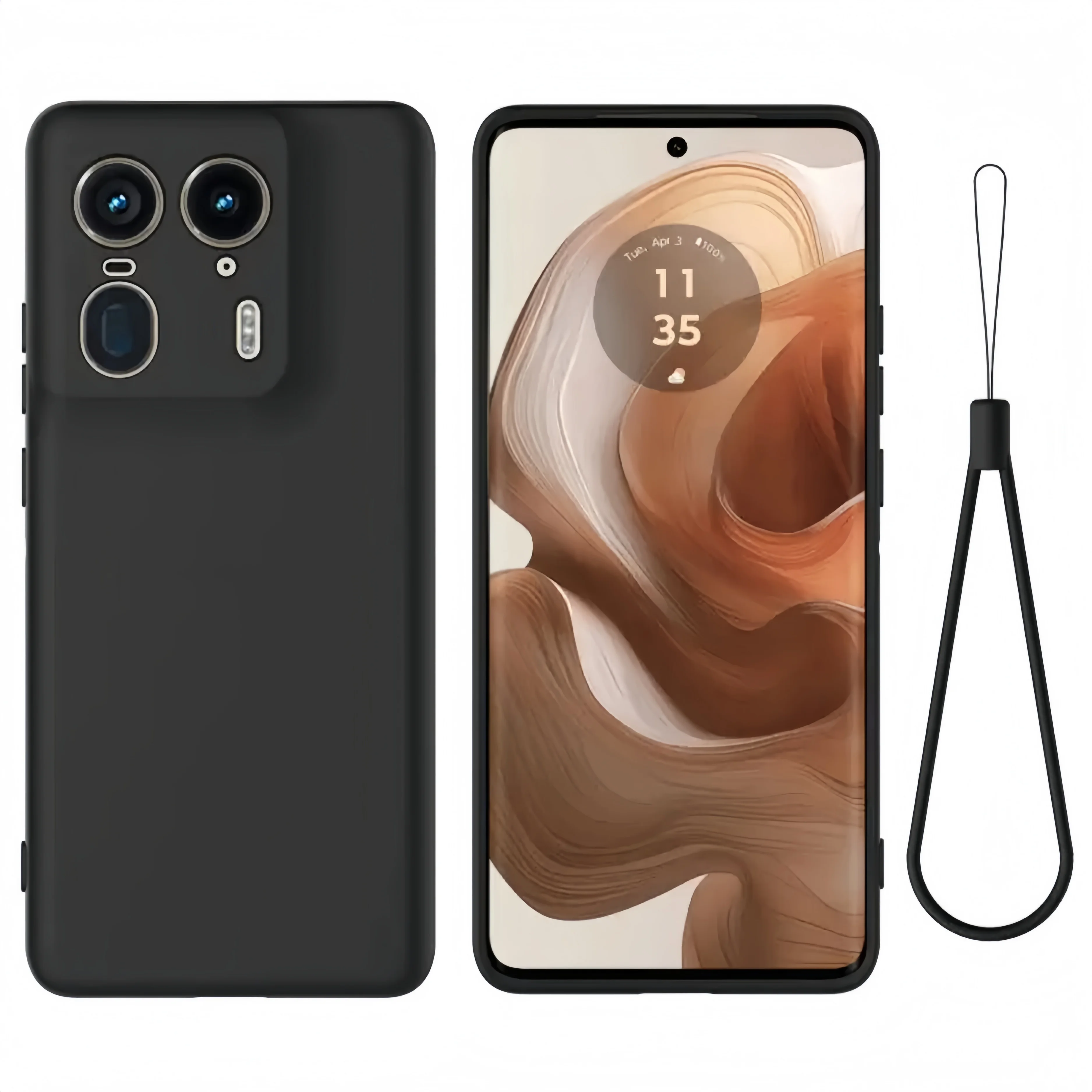 Coque de protection antichoc en Silicone liquide, couleur unie, avec lanière, pour Moto Edge 50 60 70 60S Ultra Fusion Pro