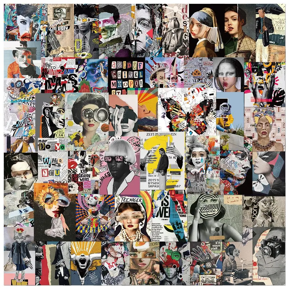 

10/50pcs Fashion Pop Art Creative Collage Poster Stickers Cool Magazine Cover Decals DIY Luggage Notebook Phone Laptop Sticker