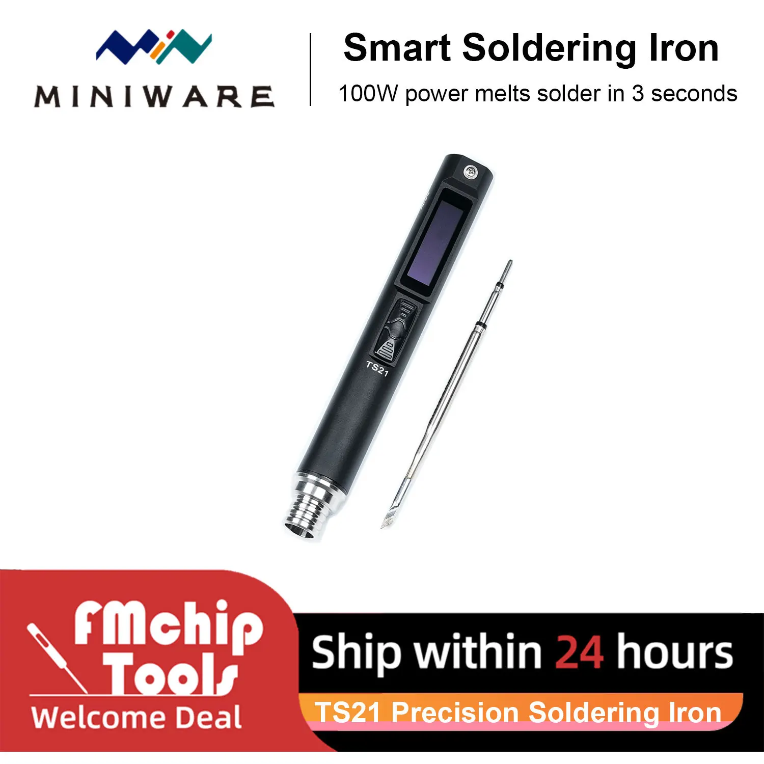 

MINIWARE TS21 Precision Soldering Iron Adjustable Temperature PD100W 100-450℃Welding Solder Rework Station Portable Repair Tool