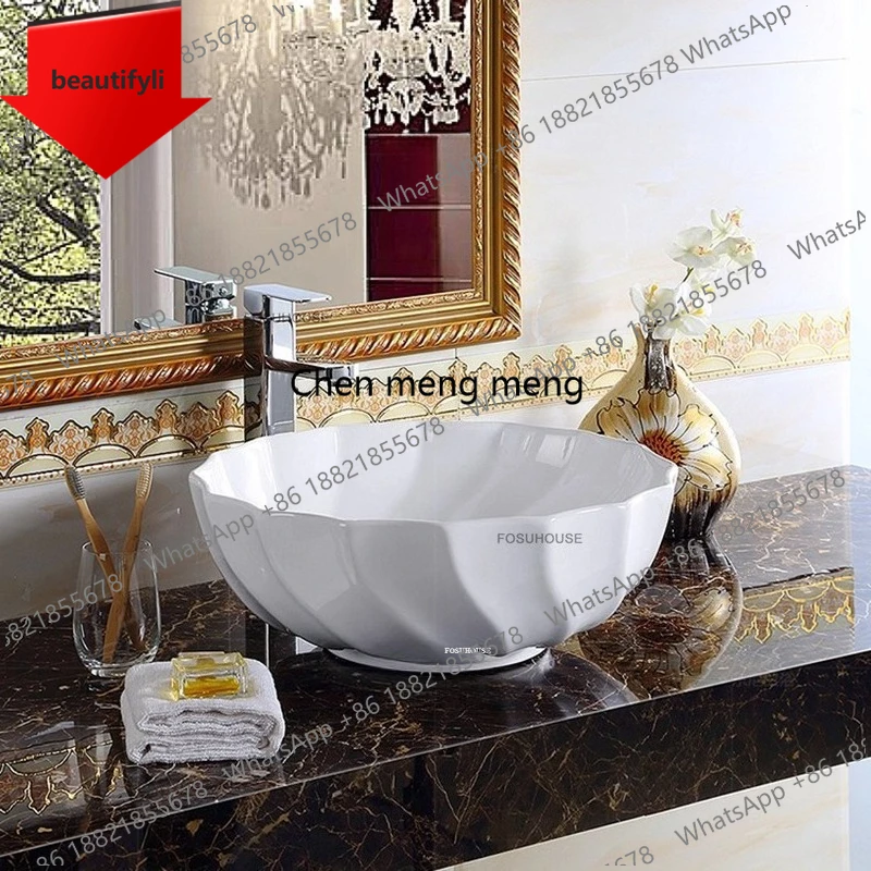 

A44 Nordic Gold-rimmed Washbasin European Ceramic Bathroom Sinks Balcony Single Basin Home Bathroom Accessories Kitchen Washing